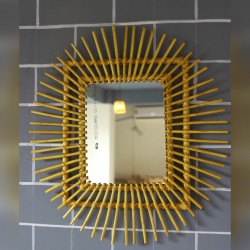 Himalayan cane frammed mirror ( Yellow )